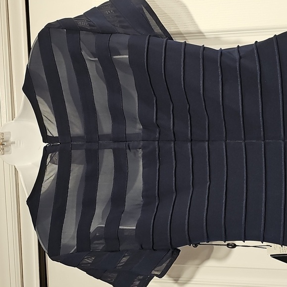 Adrianna Papell Bodycon Navy Blue SS Banded Sheath Dress Sz 10 MSRP $159 - Picture 9 of 11